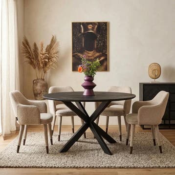 Ronde eettafel New York Zwart Mangohout 140 cm | Starfurn, Ophalen of Verzenden, Nieuw
