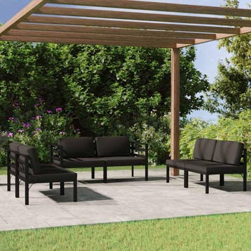 vidaXL 6-delige Loungeset met kussens aluminium, Tuin en Terras, Verzenden, Nieuw, Aluminium, Loungeset