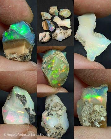 62,50 ct - 7× natuurlijke kostbare ruwe Ethiopische opalen,