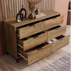 Dressoir 6 lades donker eik – industrieel sideboard 120×40×7, Huis en Inrichting, Kasten | Overige, Verzenden, Nieuw