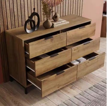 Dressoir 6 lades donker eik – industrieel sideboard 120×40×7, Verzenden, Nieuw