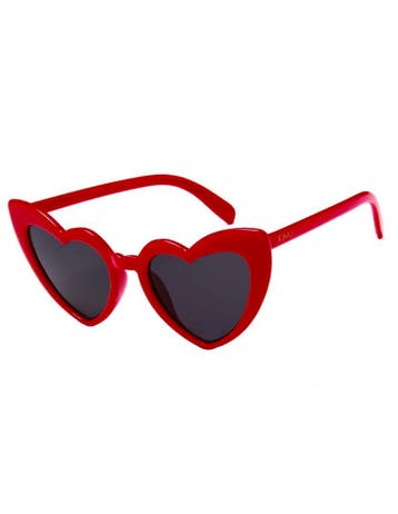 KIMU® Zonnebril Hartjes Cat Eye Rood Montuur Zwarte Glazen V, Ophalen of Verzenden, Nieuw, Zwart