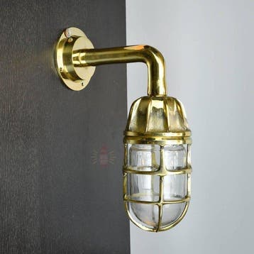 Wandlamp - Messing, Glas - Industrieel kooi-lamp