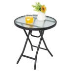 LIVSK Opvouwbare Terrastafel - Gehard Glazen Tafelblad - Sta, Huis en Inrichting, Tafels | Sidetables, Verzenden, Nieuw