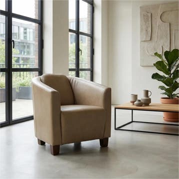 Set van 2 Leren fauteuils Press - Granada Taupe, Nieuw, Ophalen of Verzenden, 50 tot 75 cm, Leer