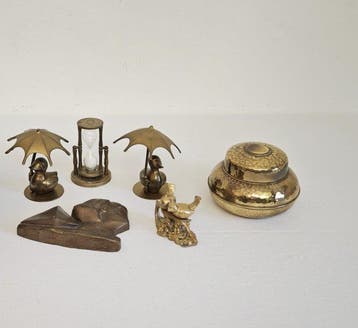 Zandloper (6) - Messing - 1960-1970 - Set met decoratieve