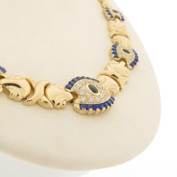 Luxe gouden collier met zirconia en toermalijn (Ketting), Gebruikt, Ophalen of Verzenden, Met edelsteen, Goud