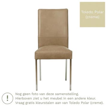 Leren eetkamerstoel Real - Toledo Polar (crème) - Poten, Huis en Inrichting, Overige kleuren, Nieuw, Ophalen of Verzenden, Eén