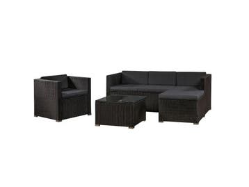 Veiling - Polyrotan Loungeset Punta Cana L - Zwart, Tuin en Terras, Tuinsets en Loungesets, Nieuw