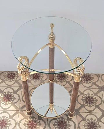 Table ambulante - Messing, Glas, Hout, Spiegel, Nieuw