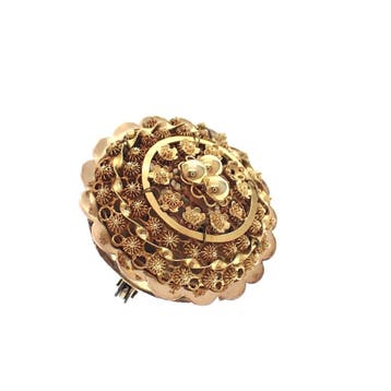 Antiek gouden broche; Filigrain techniek, Ophalen of Verzenden, Gebruikt, Goud, Goud