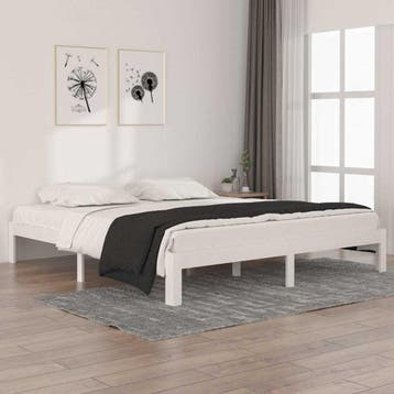 vidaXL Bedframe massief hout wit 180x200 cm, Eenpersoons, Verzenden, Wit, Nieuw