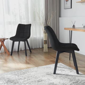 Set van 2 fluwelen eetkamerstoelen met rugleuning en houten, Verzenden, Nieuw