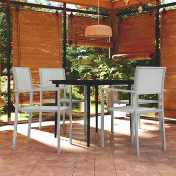 vidaXL 5-delige Tuinset wit, Tuin en Terras, 4 zitplaatsen, Verzenden, Textileen, Nieuw