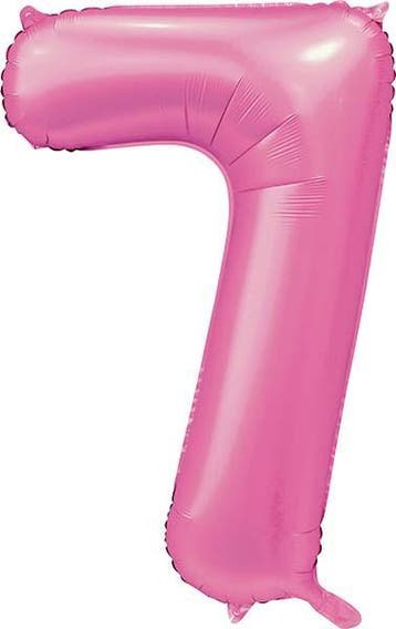 Folie Ballon Cijfer 7 Satin Roze 86 cm, Verzenden, Nieuw, Feestartikel, Verjaardag