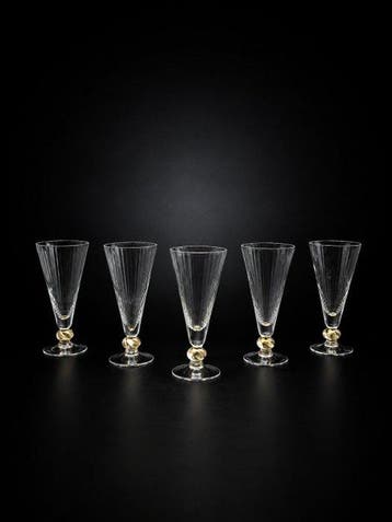 Santi Murano - Wijnglas (5) - Gouden knoop - Muranoglas, 24, Antiek en Kunst