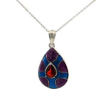 Zonder minimumprijs - Hanger Zilver - 1.30ct. tw. Granaat -