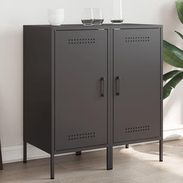 vidaXL Dressoirs 2 st 36x39x79 cm staal zwart, Minder dan 50 cm, Verzenden, Nieuw, Metaal