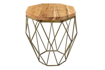 Abstract bijzettafel DIAMOND 50cm natuurlijk acacia messing, Ophalen of Verzenden, Nieuw