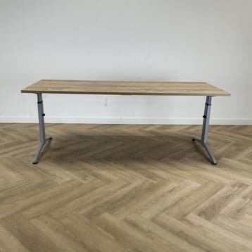 verstelbaar bureau 200x80 cm, natuur eiken - grijs, Huis en Inrichting, Gebruikt, In hoogte verstelbaar, Ophalen of Verzenden