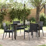 vidaXL Tuin eettafelset 5 pcs Zwart en Grijs PE Rattan, Tuin en Terras, Verzenden, Nieuw, Rotan, 5 zitplaatsen