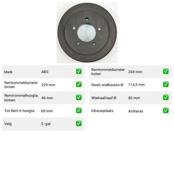 Remtrommel Achteras Jeep Patriot – AutopartsOnline.nl, Verzenden, Nieuw, Jeep