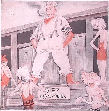 Nederlandse politici bij het zwembad op spotprent (Lithos), Verzenden