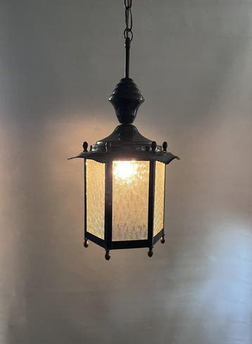 Hanglamp, Art Deco stijl - Lamp - Verbronsd messing en