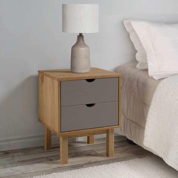 vidaXL Nachtkastje OTTA 45x39x57 cm grenenhout bruin en, Minder dan 45 cm, Verzenden, Nieuw, 55 tot 70 cm