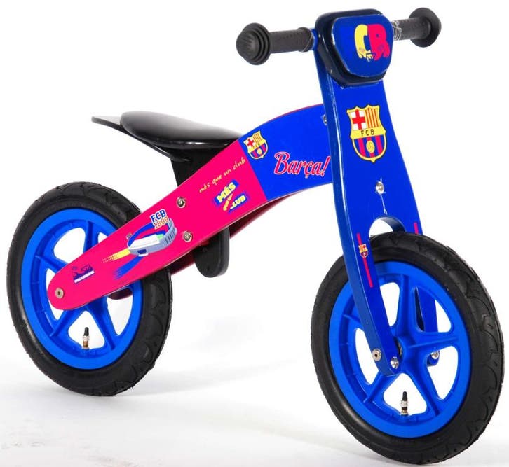 FC Barcelona houten loopfiets 12 inch (Jongens, Loopfietsen), Kinderen en Baby's, Speelgoed | Buiten | Voertuigen en Loopfietsen