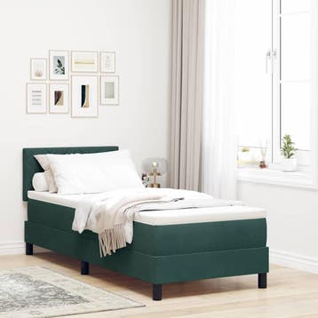 vidaXL LED Box Spring Bed Donkergroen 80 x 200 cm Fluweel, Huis en Inrichting, Slaapkamer | Bedden, Eenpersoons, Verzenden, Nieuw