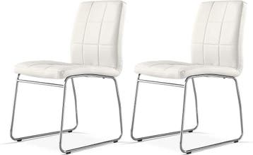 Eetkamerstoelen - Set van 2 - Kunstleer - Wit - SICOTAS, Verzenden, Zo goed als nieuw