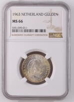 Koningin Juliana zilveren 1 gulden 1963 MS66 NGC, Postzegels en Munten, Munten | Nederland, 1 gulden, Koningin Juliana, Verzenden