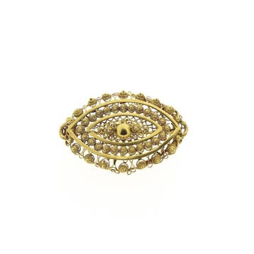 Gouden broche met Zeeuwse knopen, Ophalen of Verzenden, Gebruikt, Overige kleuren, Goud