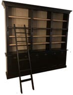 Boekenkast zwart met eiken interieur en trap 260 x 240cm, Huis en Inrichting, Kasten | Boekenkasten, Ophalen of Verzenden, Nieuw
