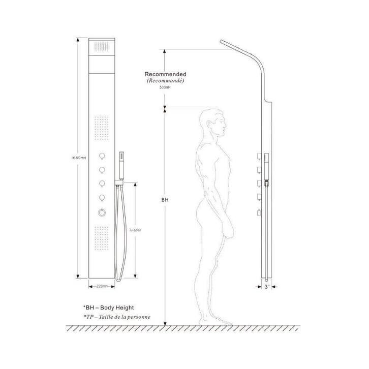 Enki Rvs Douchekolom + Thermostaatkraan, Doe-het-zelf en Verbouw, Sanitair, Ophalen of Verzenden