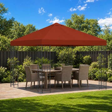 vidaXL Paviljoen 3 x 3 m Terracotta Polyester en staal 190, Verzenden, Nieuw