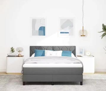 Donkergrijs Boxspringbed met Matras en Verstelbaar Hoofdeind, Verzenden, Nieuw