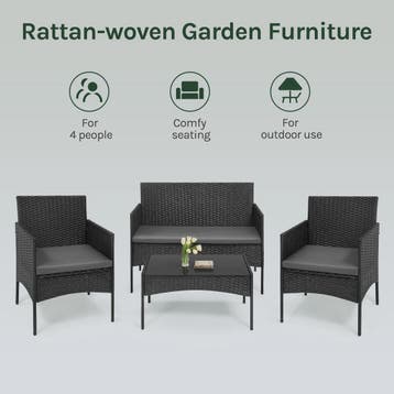 Luxe Rotan Tuinmeubelset: 2 Fauteuils, 1 Bank & Salontafel -, Tuin en Terras, Verzenden, Nieuw