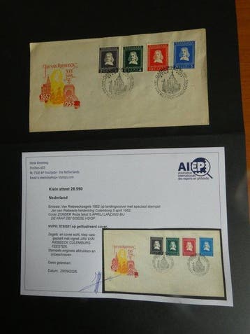 Nederland 1952 - Speciaal cover Van Riebeeck onbeschreven, Gestempeld