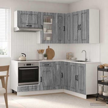 vidaXL Keukenblok KALMAR 8 st Grijs Sonoma Bewerkt hout, Huis en Inrichting, Verzenden, Nieuw, Grijs