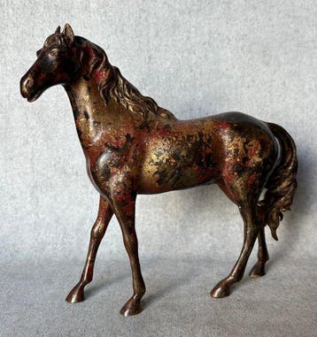 Beeld, Bijzonder paard 24 cm - 24 cm - Brons, Antiek en Kunst