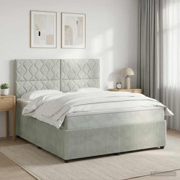 vidaXL Boxspringbed met matras Lichtgrijs 140 x 190 cm, Verzenden, Nieuw, Tweepersoons, Stof
