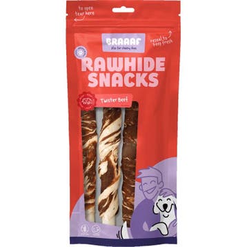 10x Braaaf Twister Hondensnack Vlees - Vis 180 gr, Verzenden, Hond