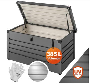 Tuinbox Kussenbox Antraciet 385L metaal afsluitbaar, Verzenden, Nieuw
