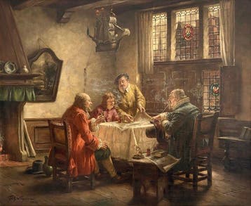 Fritz Wagner (1896–1939) - Cheerful Meeting in an old, Antiek en Kunst, Kunst | Schilderijen | Klassiek