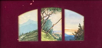 Edouard Ravel (1847-1920) - Trittico con paesaggio, Antiek en Kunst