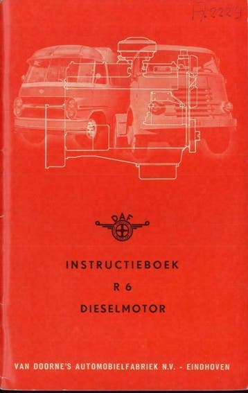 1954 DAF R 6 dieselmotor instructieboekje Nederlands, Verzenden