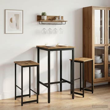 vidaXL Barkruk 2 st Artisanaal eiken 40 x 32 x 64 cm Bewerkt, Verzenden, Nieuw