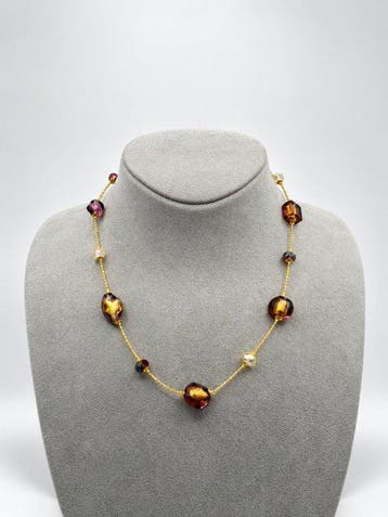 24 karaat - Murano-glas, Geel goud - Halsketting -
